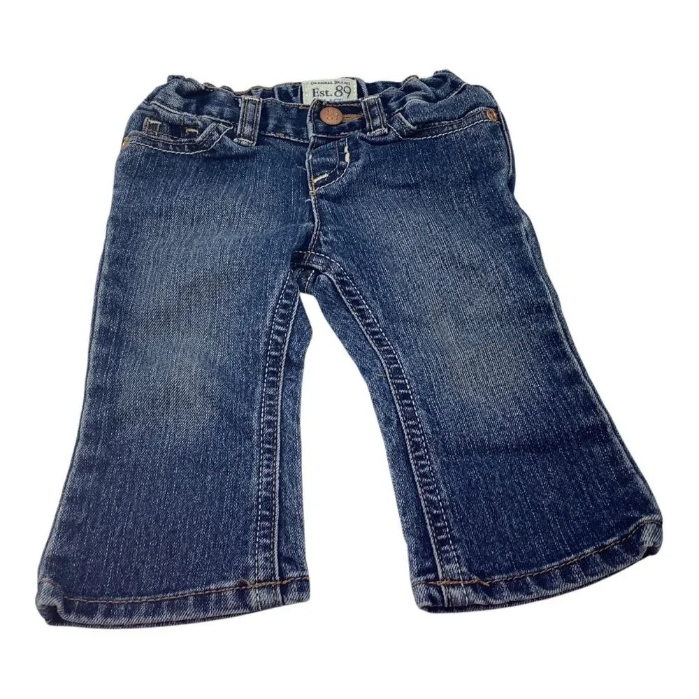 1989 Place Clothing Lot 4pc Girls 6-9 Months Shirts Stretch Boot Cut Denim Jeans